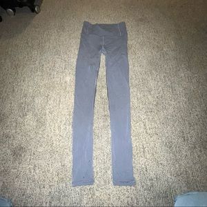 dusty blue / purple / grey leggings from lululemon with floral prints